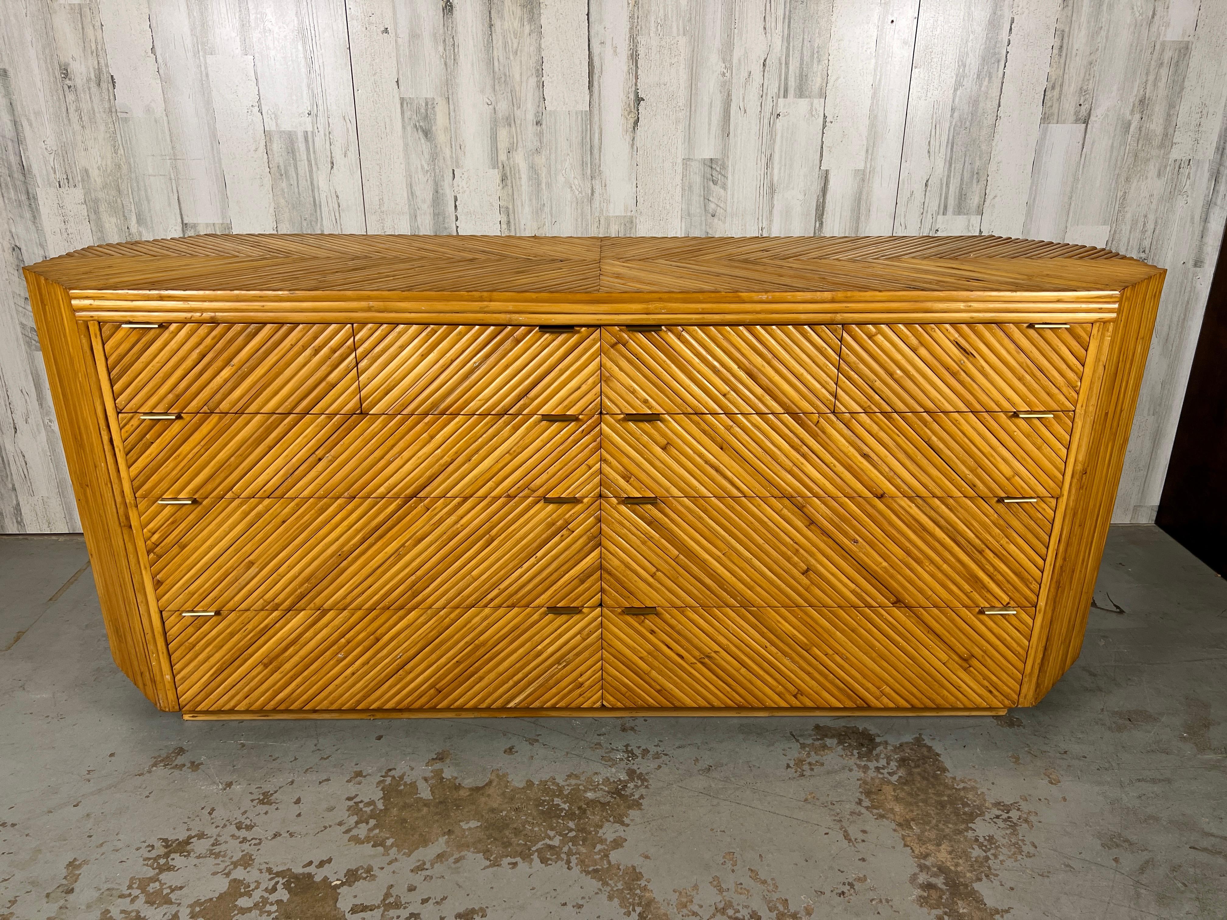 Split Reed Bamboo Dresser at 1stDibs