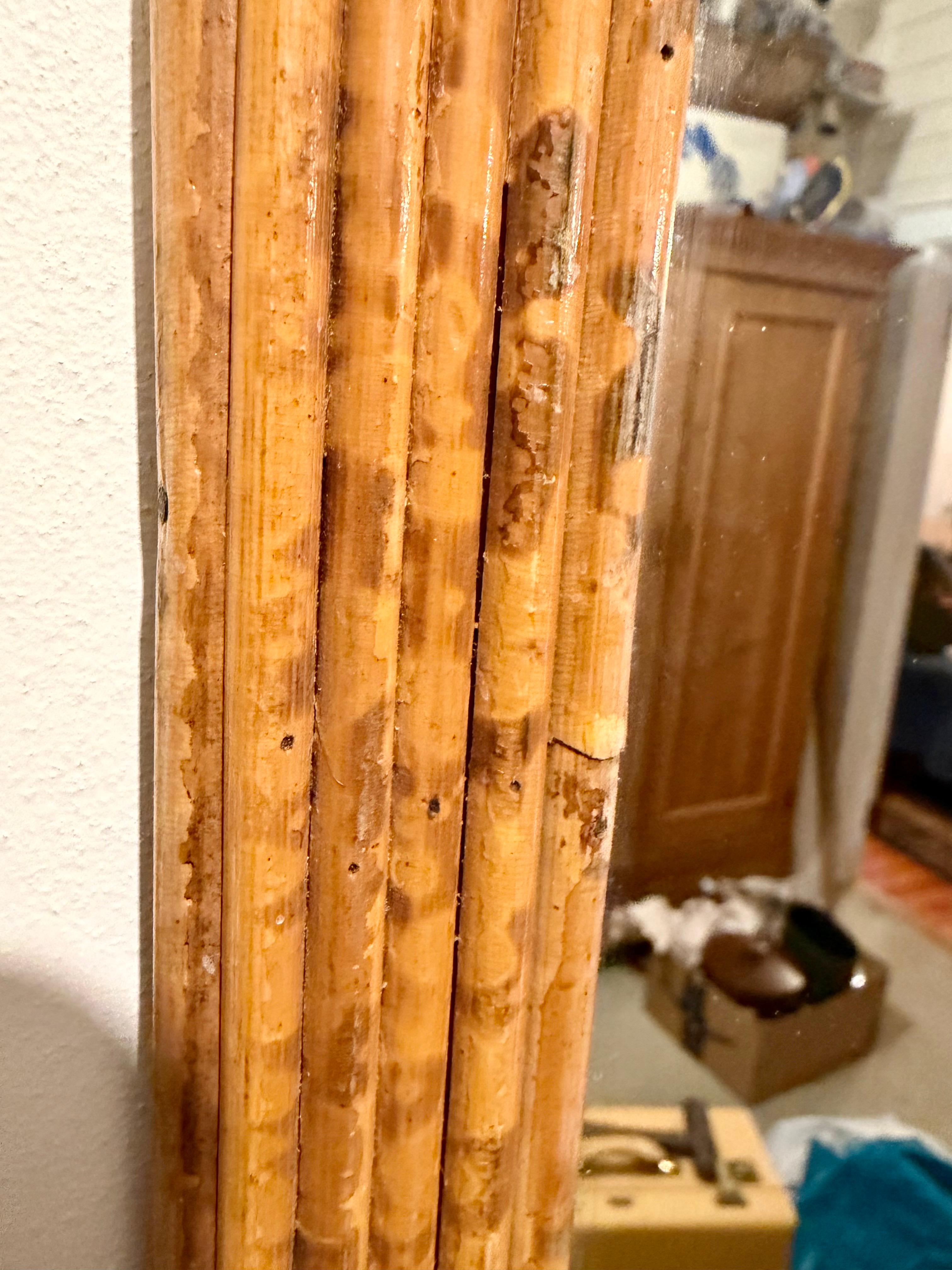 Split Reed Bamboo Mirror In Good Condition For Sale In New York, NY