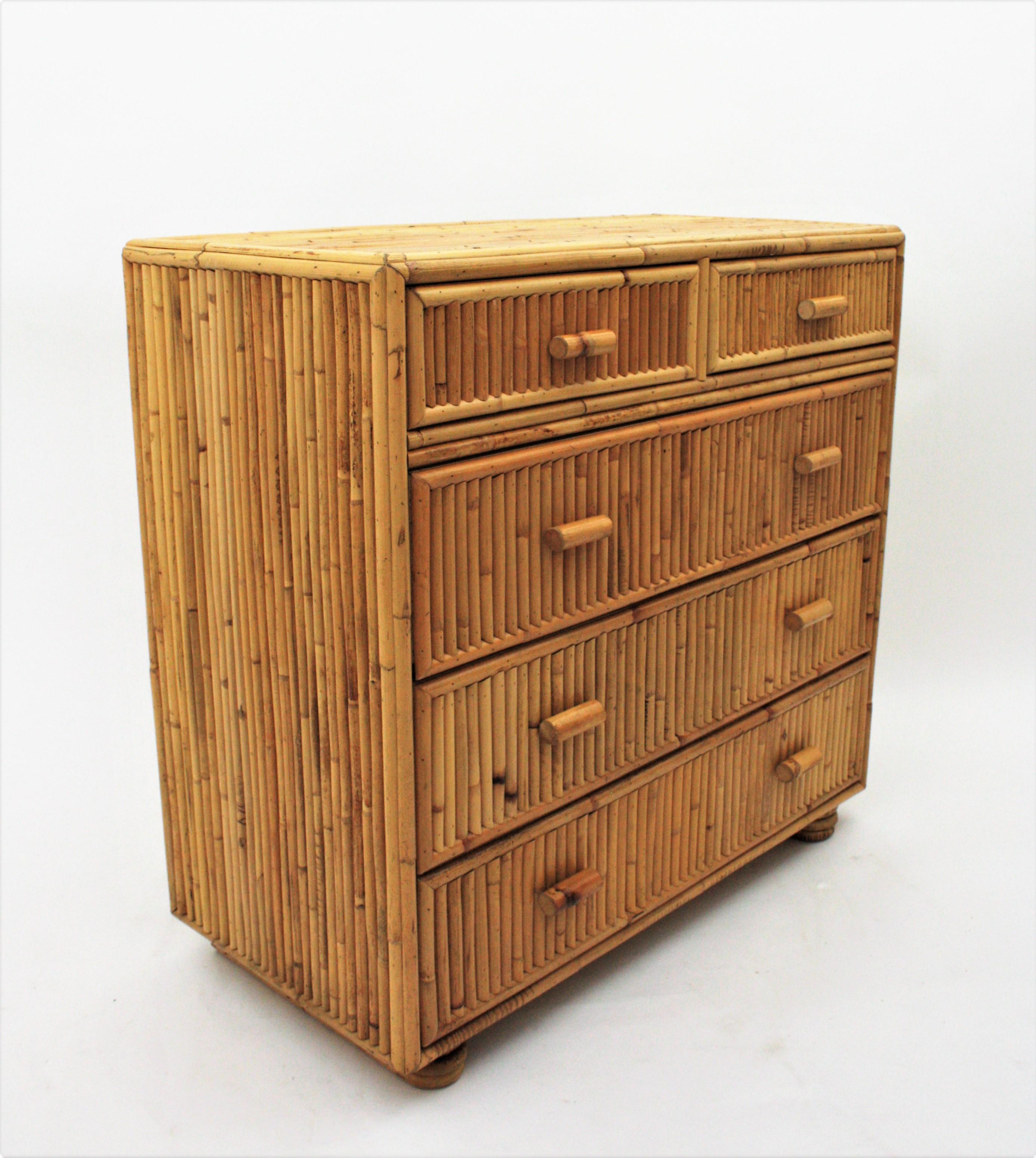 Split Reed Bamboo Rattan Chest of Drawers / Commode, 1970s 4