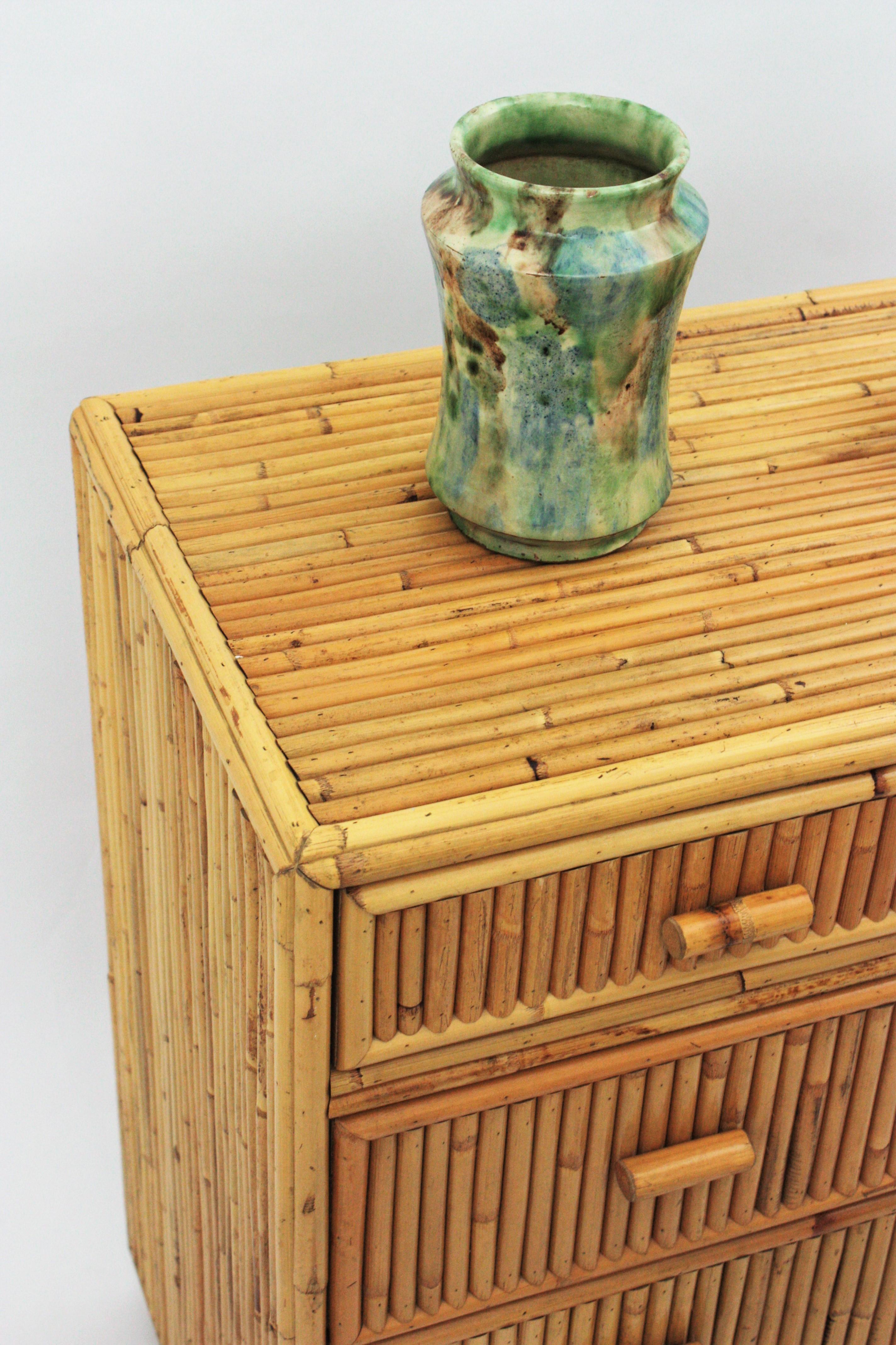 Split Reed Bamboo Rattan Chest of Drawers / Commode, 1970s 5