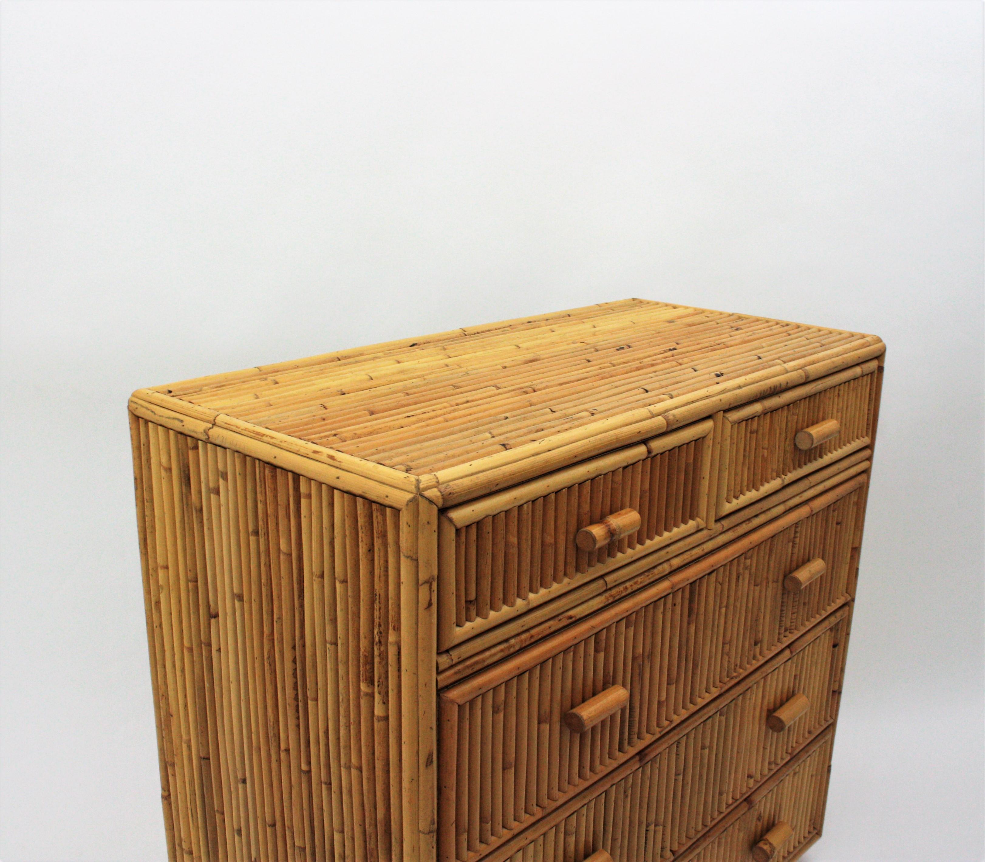 Split Reed Bamboo Rattan Chest of Drawers / Commode, 1970s 6