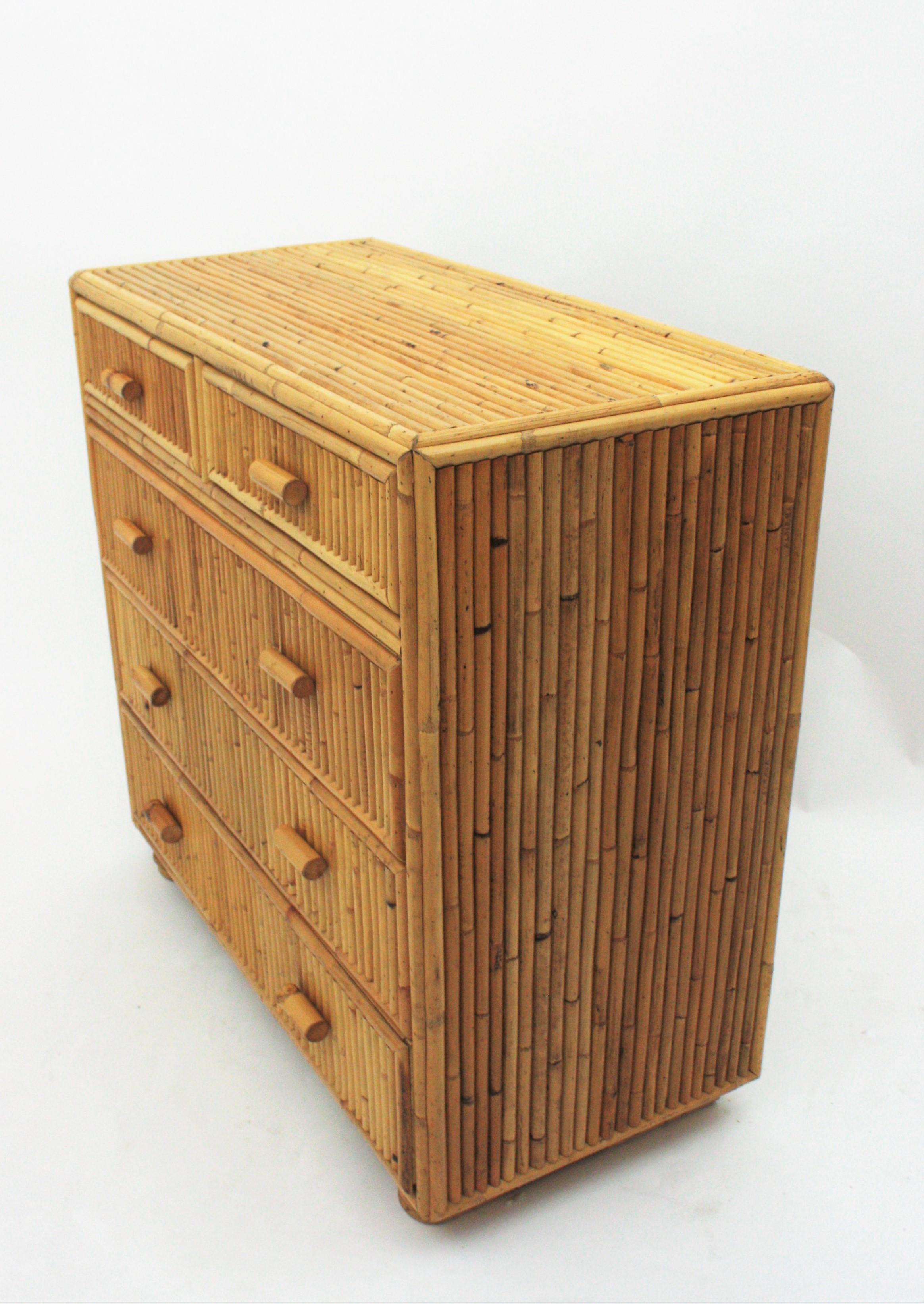 Split Reed Bamboo Rattan Chest of Drawers / Commode, 1970s 7