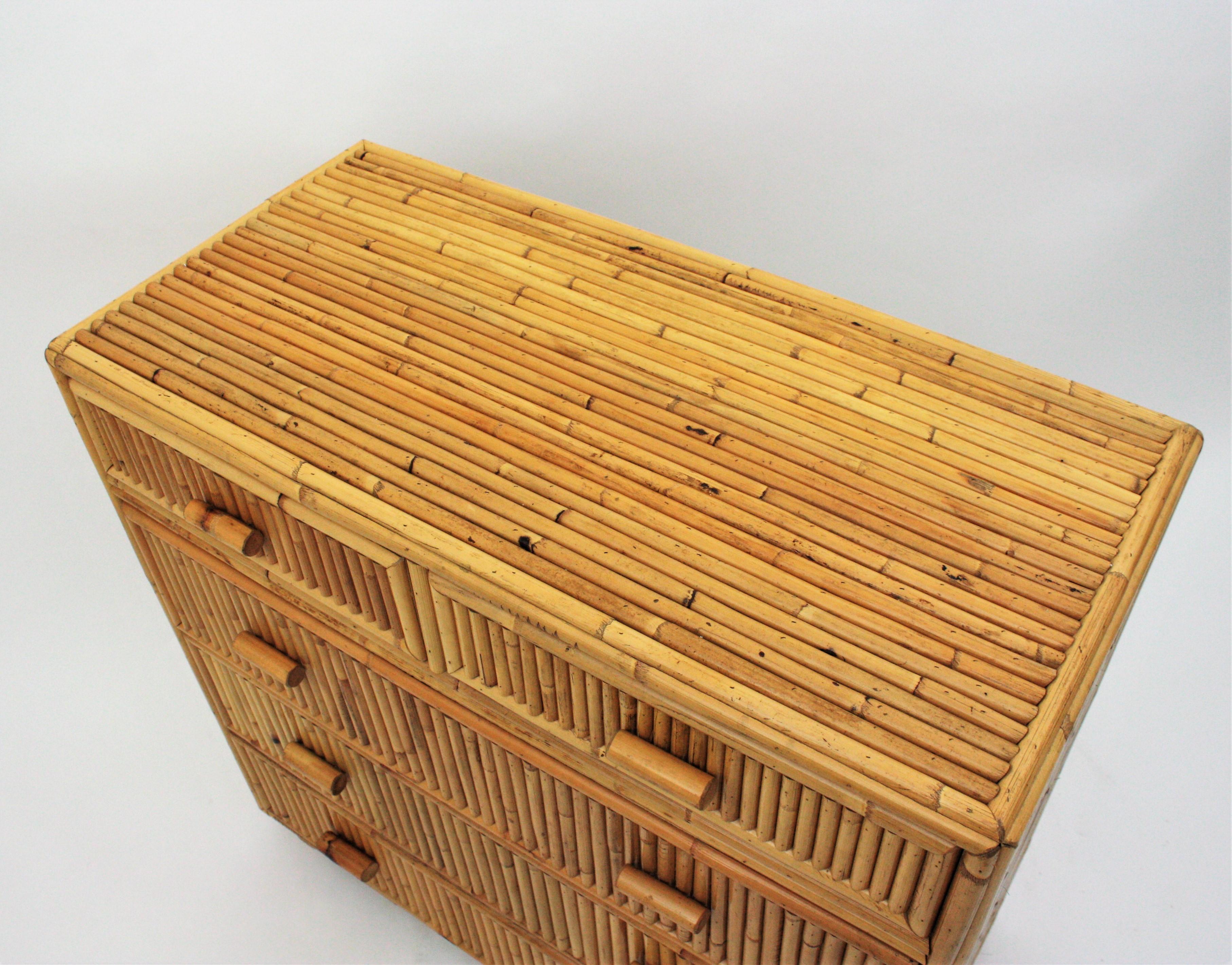Split Reed Bamboo Rattan Chest of Drawers / Commode, 1970s 8