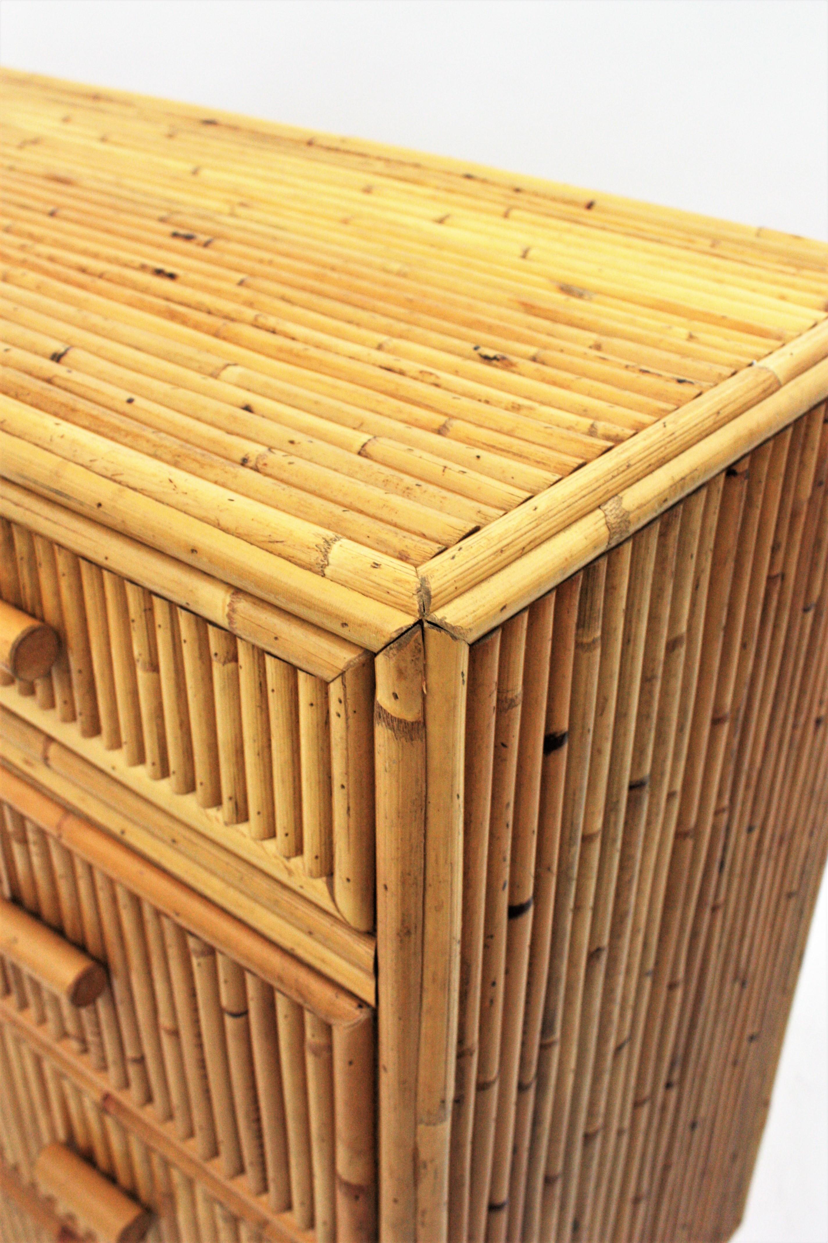 Split Reed Bamboo Rattan Chest of Drawers / Commode, 1970s 9