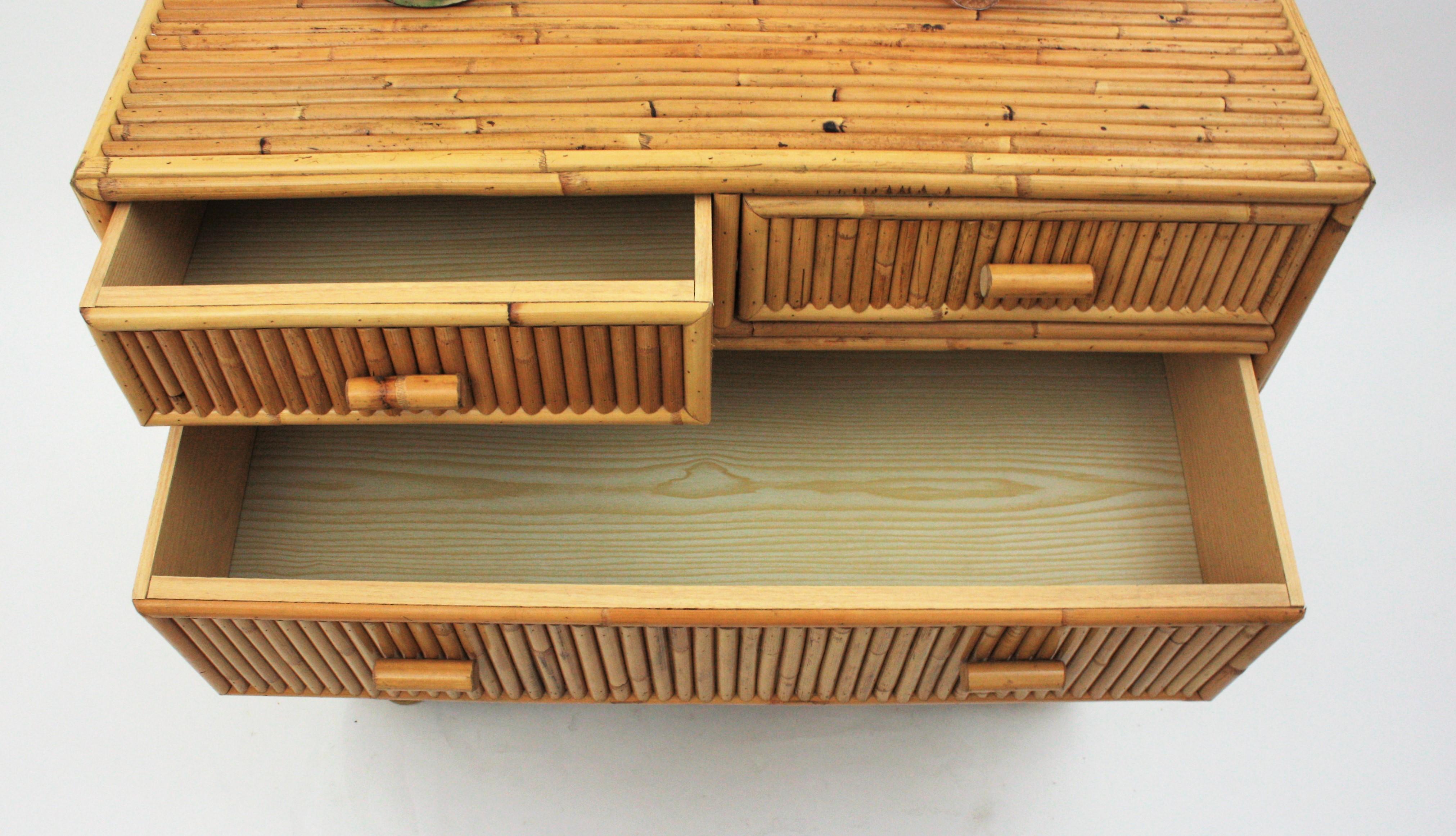 Split Reed Bamboo Rattan Chest of Drawers / Commode, 1970s 10