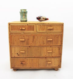 Split Reed Bamboo Rattan Chest of Drawers / Commode, 1970s