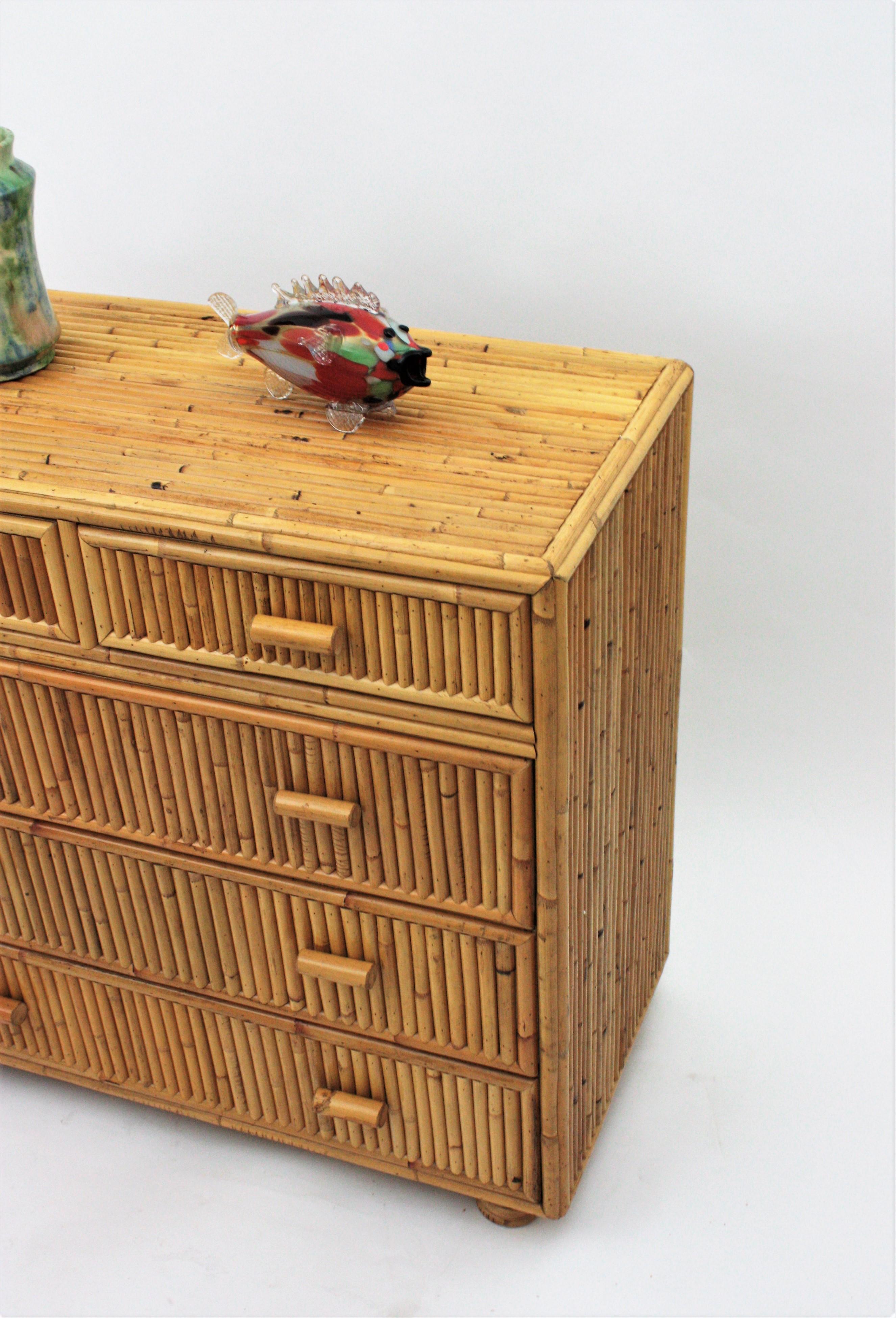 Split Reed Bamboo Rattan Chest of Drawers / Commode, 1970s 1