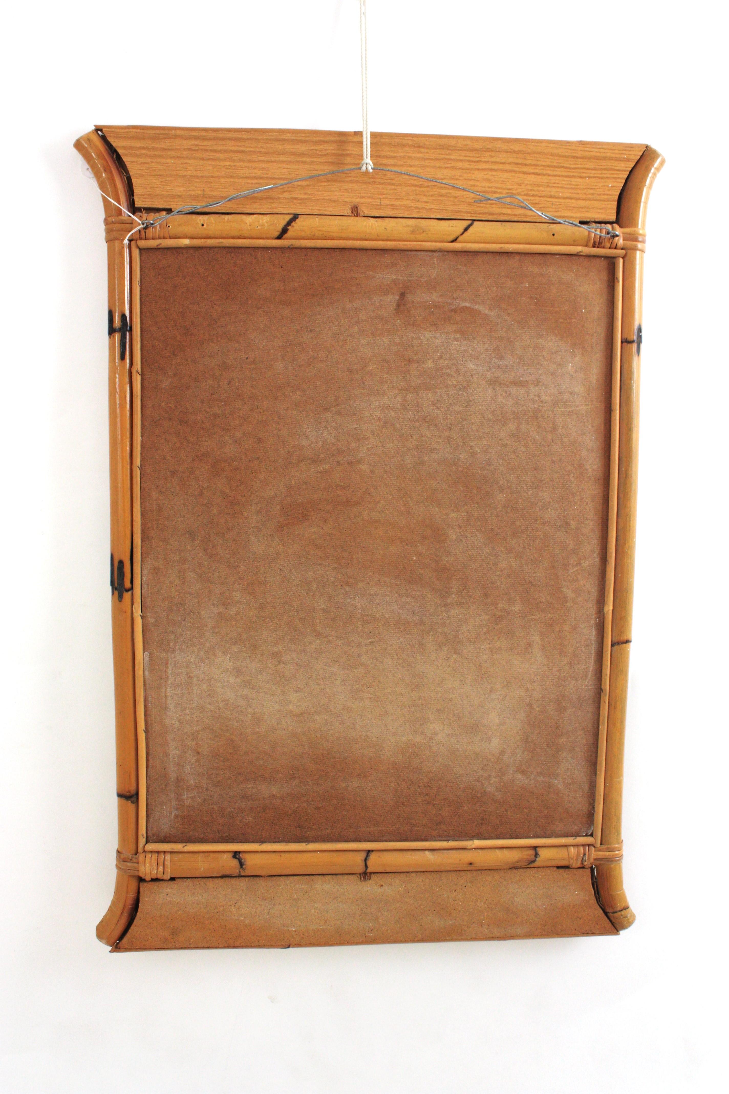 Miroir pagode en bambou et rotin Split Reed / Miroir console, Italie, années 1950 en vente 4