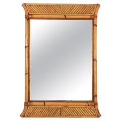 Split Reed Bamboo Rattan Pagoda Wall Mirror