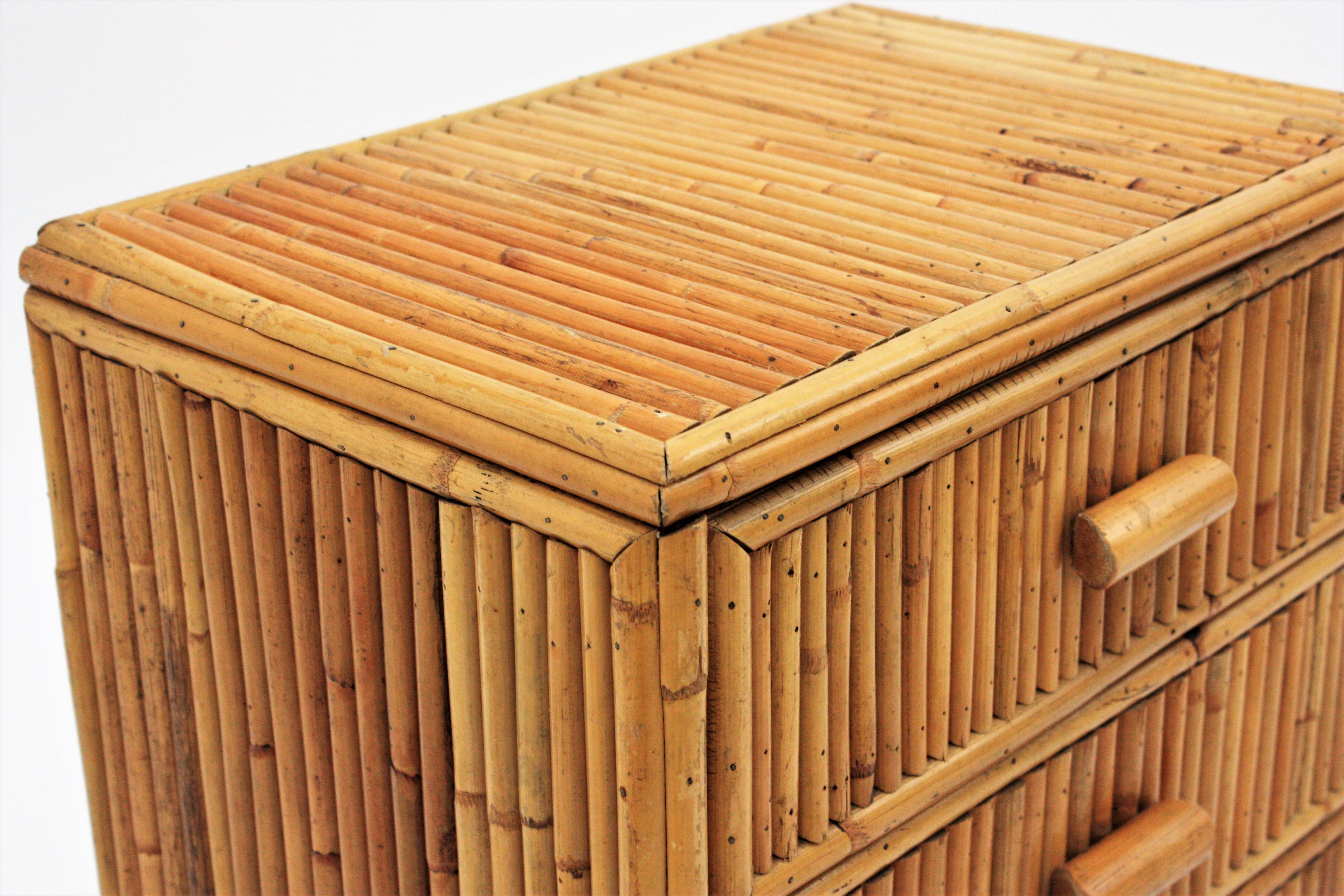 Split Reed Bamboo Rattan Small Chest or Nightstand, 1970s For Sale 5