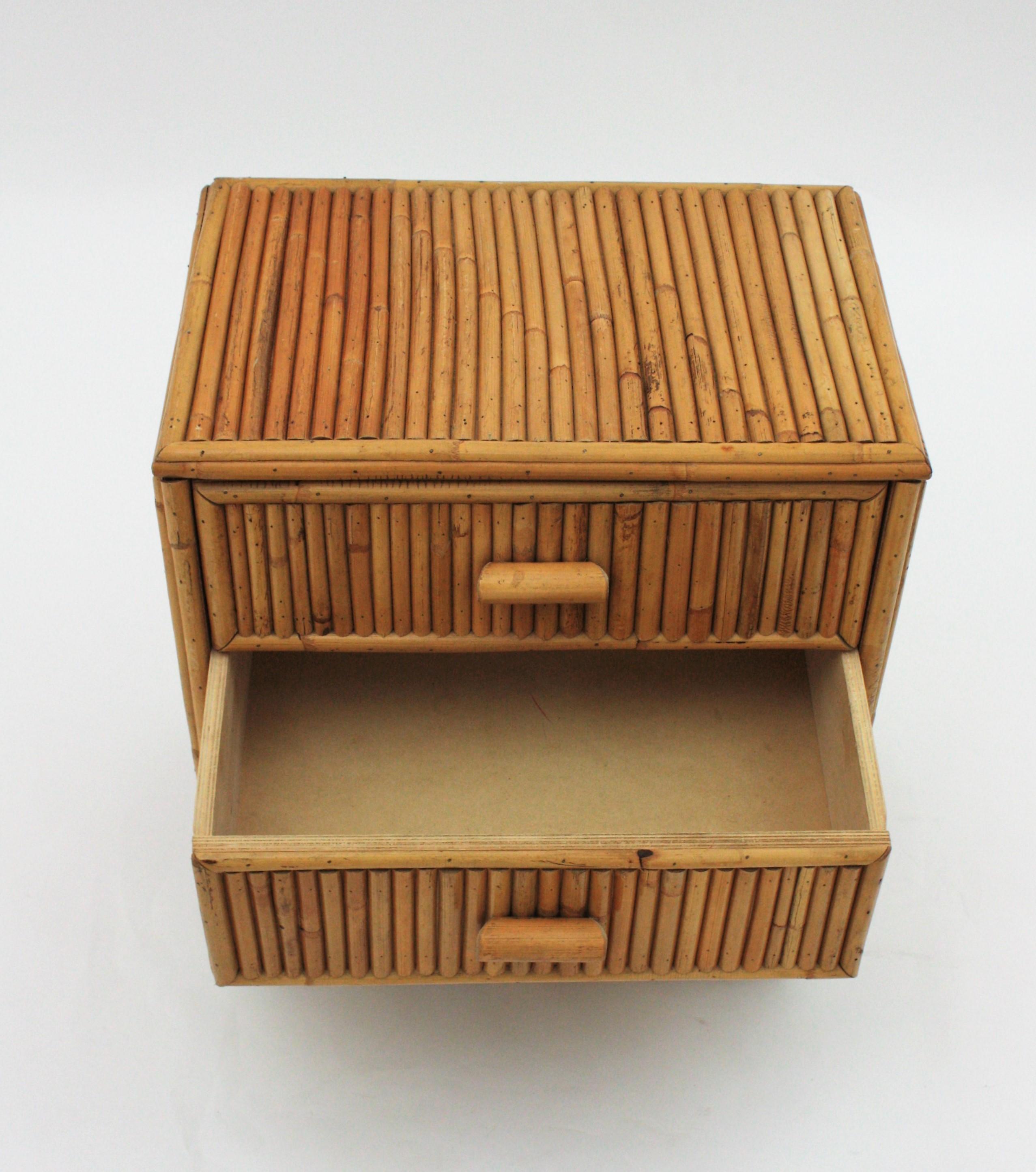 Split Reed Bamboo Rattan Small Chest or Nightstand, 1970s For Sale 7