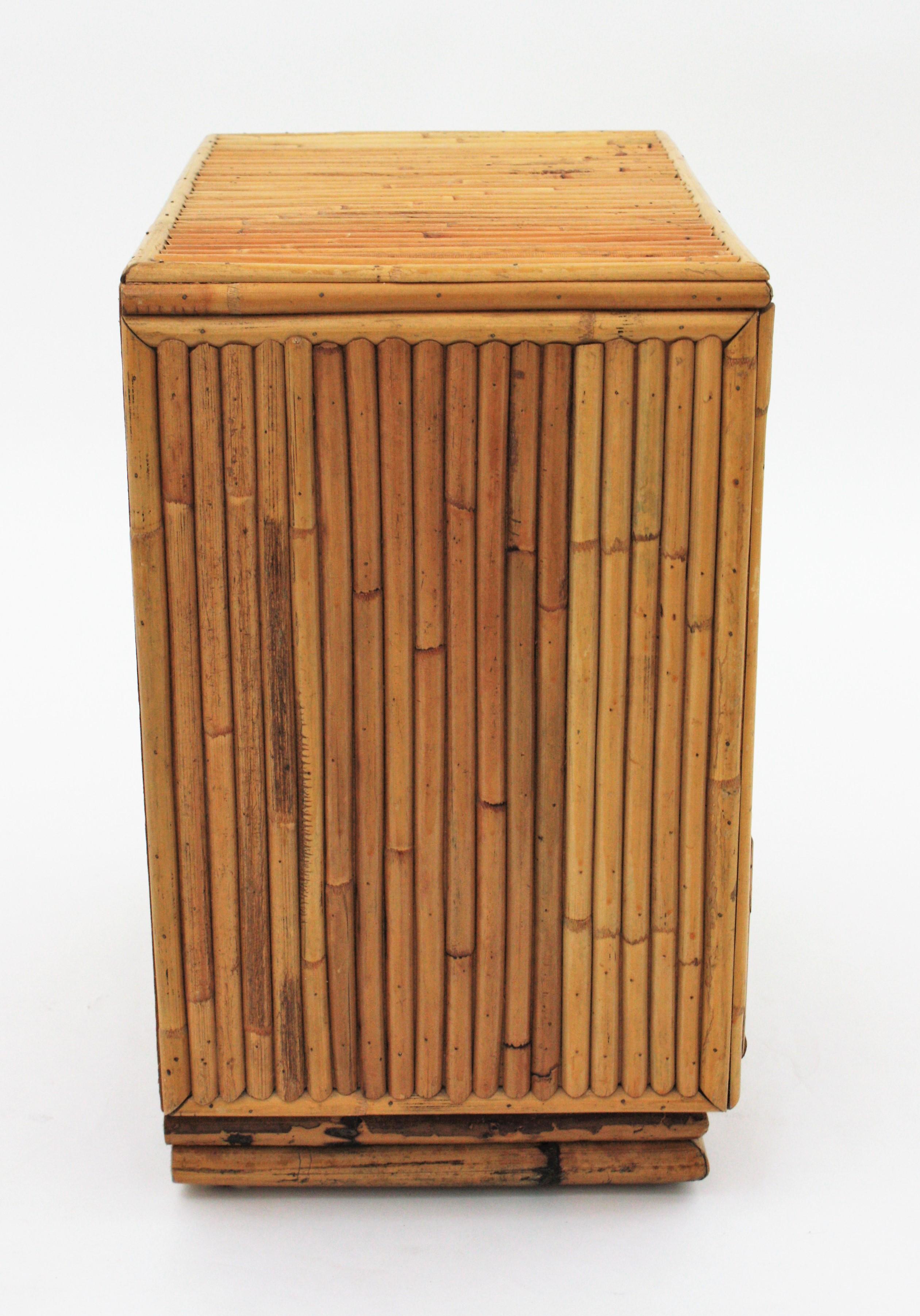 Split Reed Bamboo Rattan Small Chest or Nightstand, 1970s For Sale 8