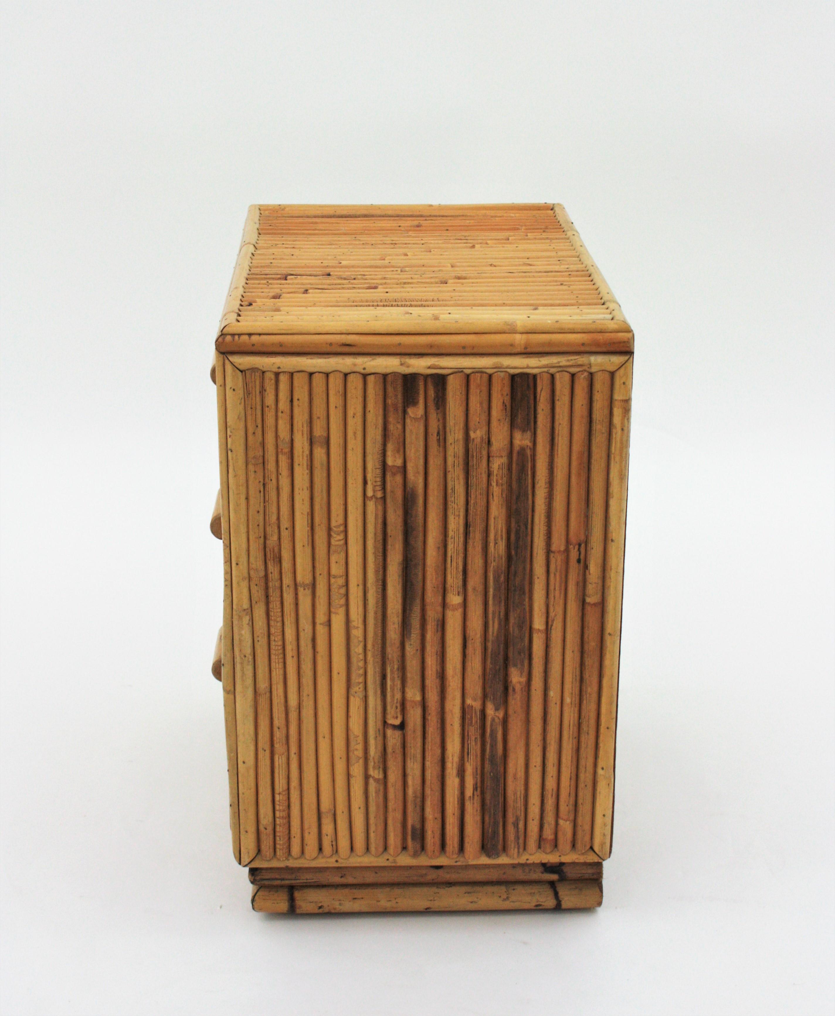 Split Reed Bamboo Rattan Small Chest or Nightstand, 1970s For Sale 9