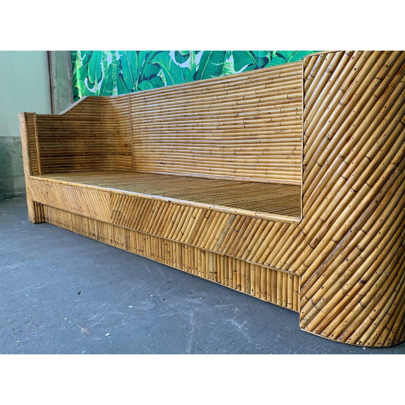 Hollywood Regency Split Reed Bamboo Sofa