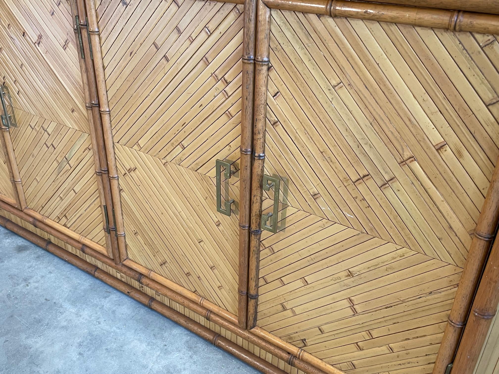 Split Reed Rattan and Faux Bamboo Credenza 1