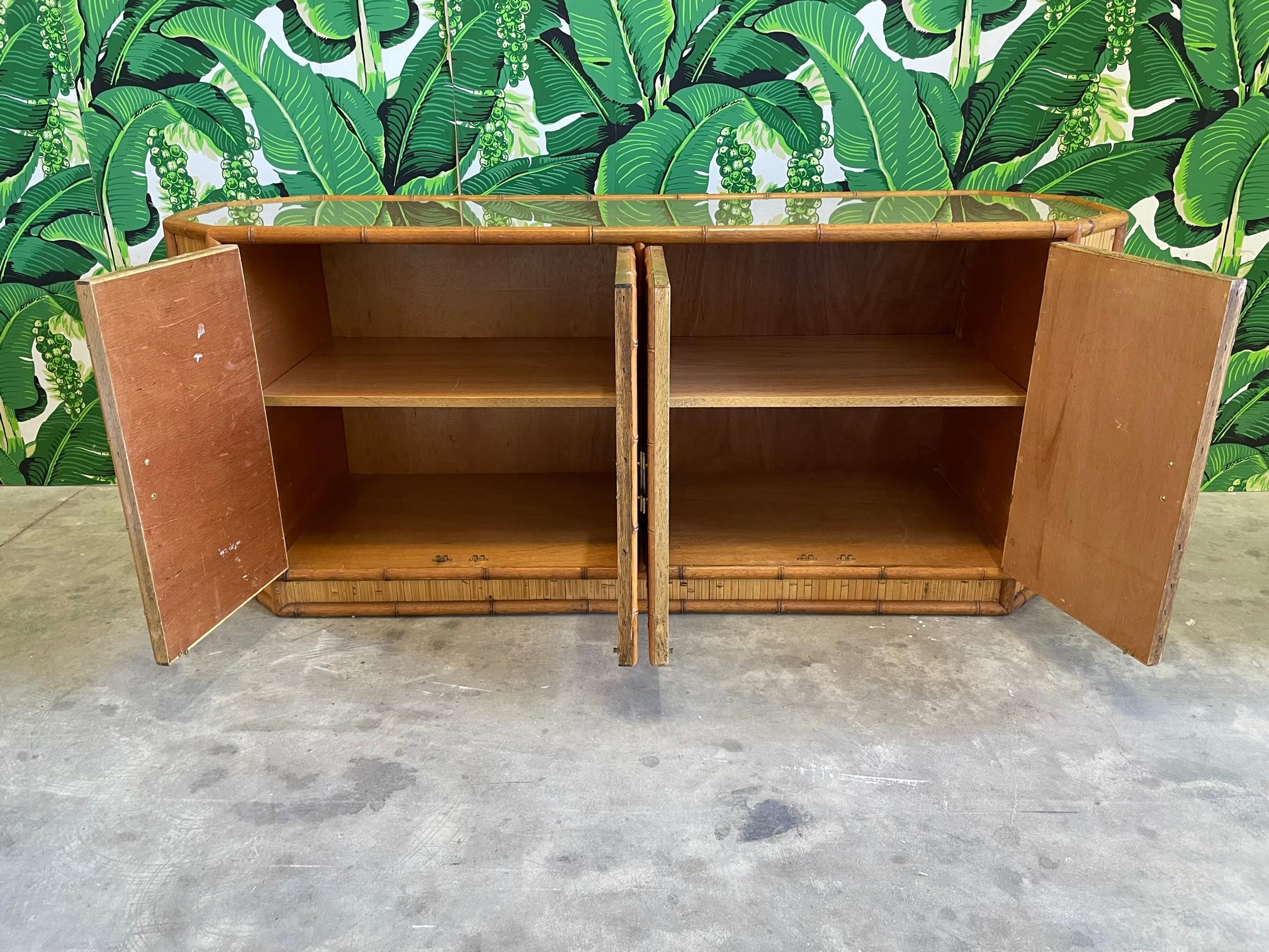 Split Reed Rattan and Faux Bamboo Credenza 2