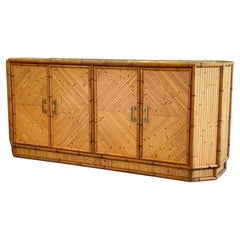 Split Reed Rattan and Faux Bamboo Credenza