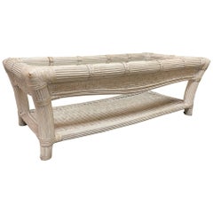 Split Reed Rattan and Glass Coffee Table