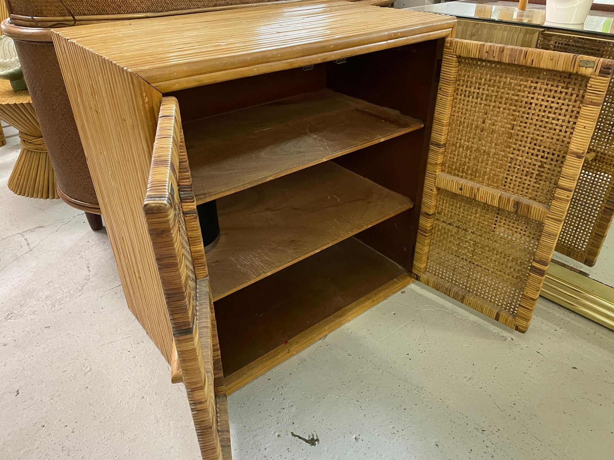 Organic Modern Split Reed Rattan and Wicker Cabinet