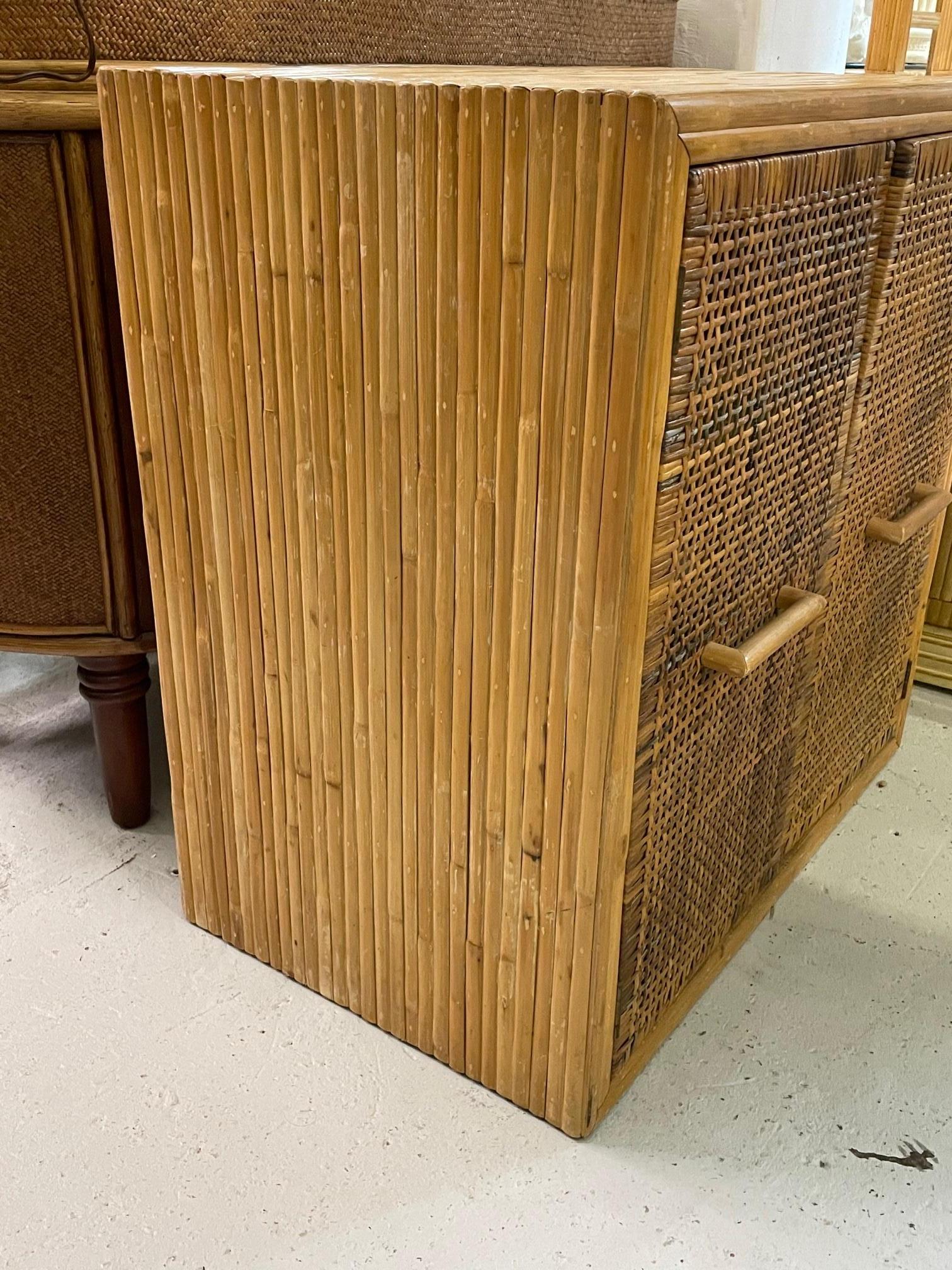 Late 20th Century Split Reed Rattan and Wicker Cabinet