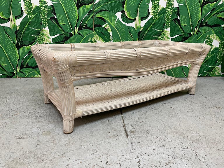Split Reed Rattan and Wicker Coffee Table For Sale at 1stDibs