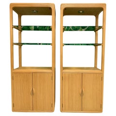 Split Reed Rattan Bookcases in the Manner of Gabriella Crespi