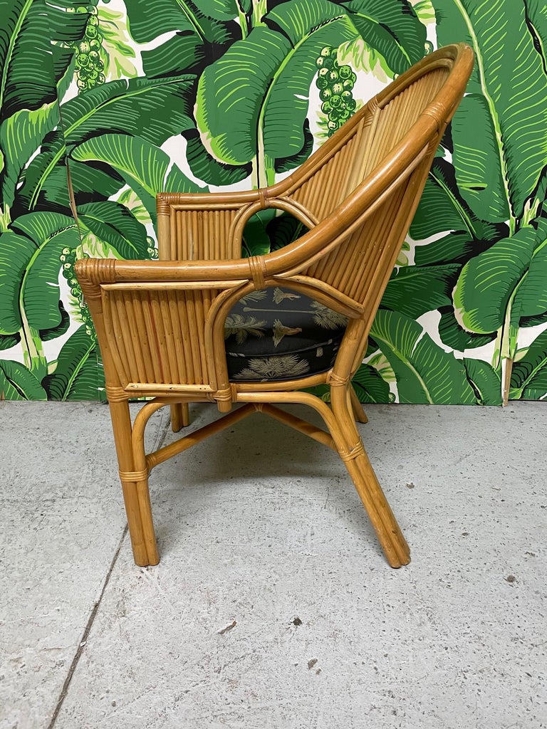 Split Reed Patterns Split Reed Rattan Bucket Dining Chairs, Set of 6 For Sale at 1stDibs