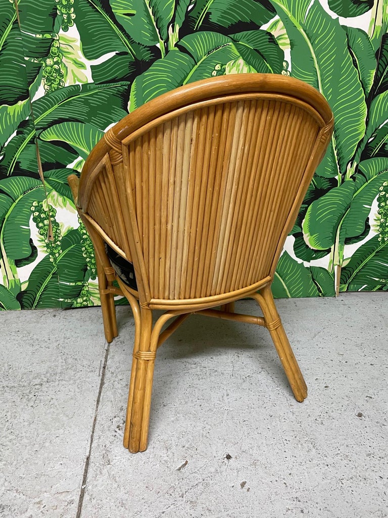 Split Reed Rattan Bucket Dining Chairs, Set of 6 For Sale at 1stDibs