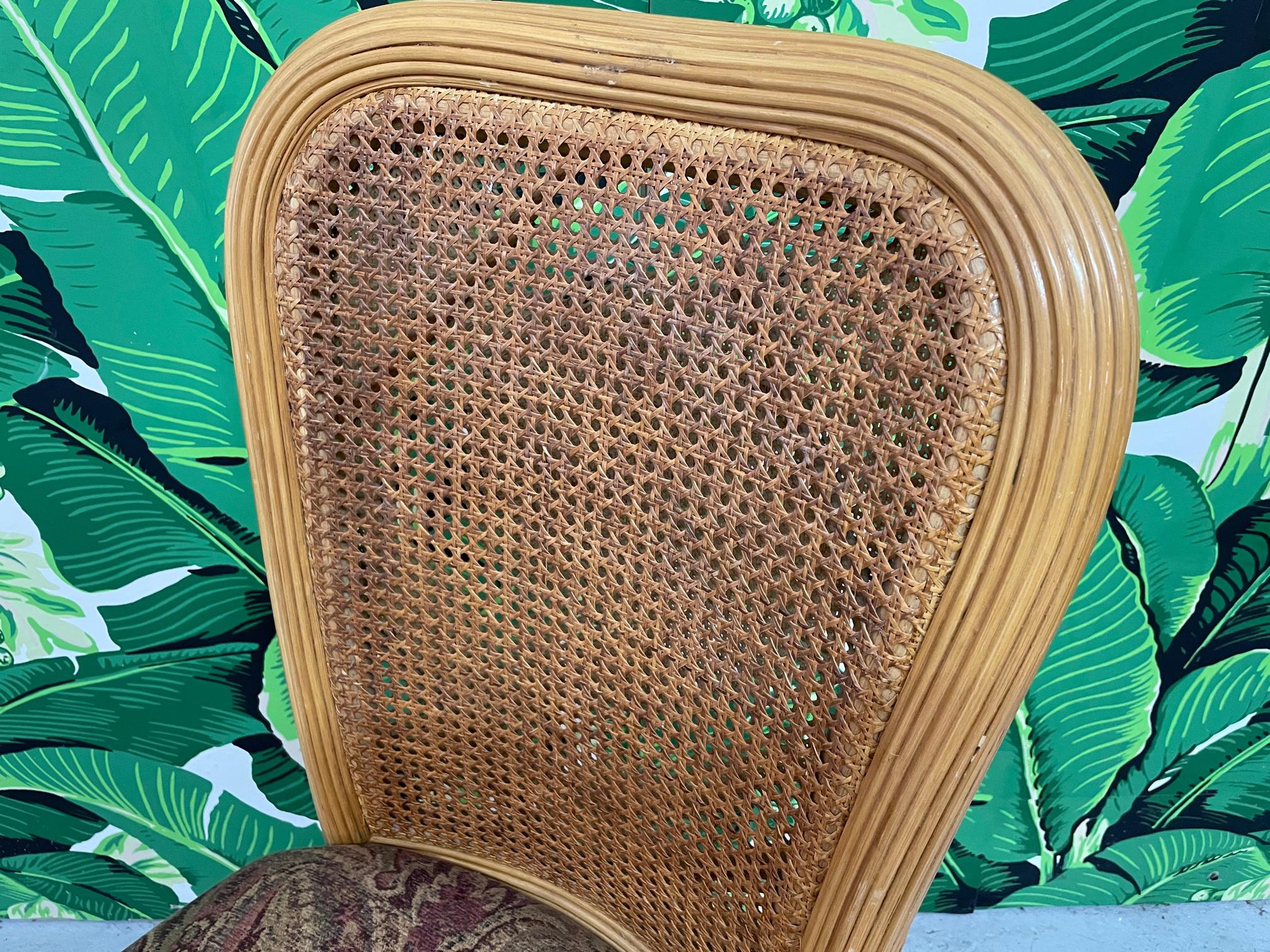 Late 20th Century Split Reed Rattan Cane Back Dining Chairs, Set of 6 For Sale