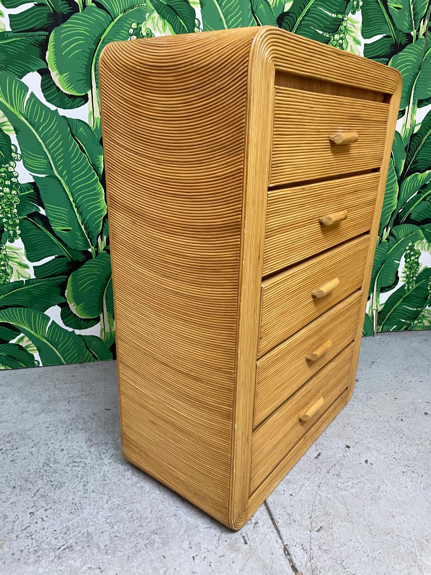 Split Reed Rattan Dresser in the Style of Gabriella Crespi In Good Condition In Jacksonville, FL