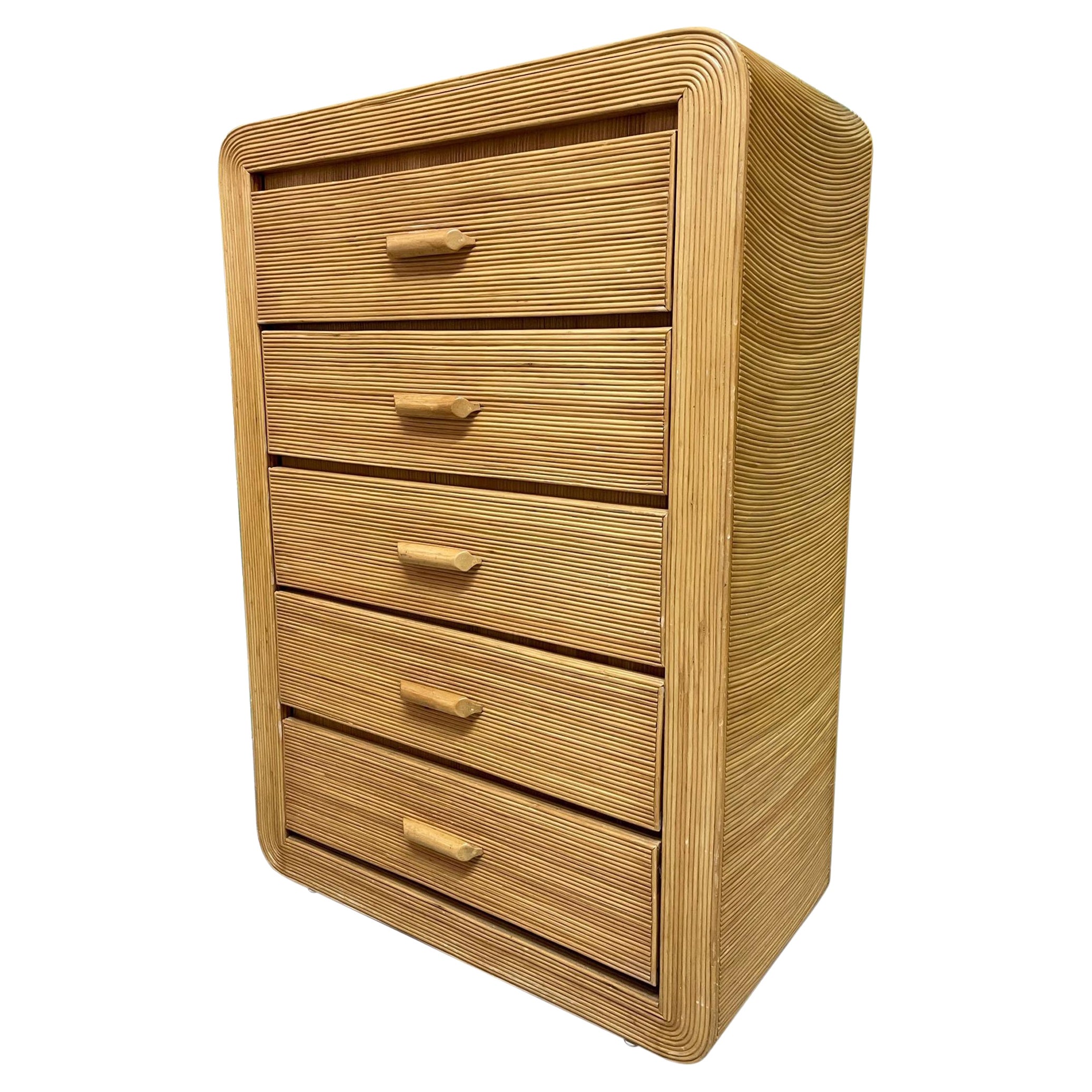 Split Reed Rattan Dresser in the Style of Gabriella Crespi