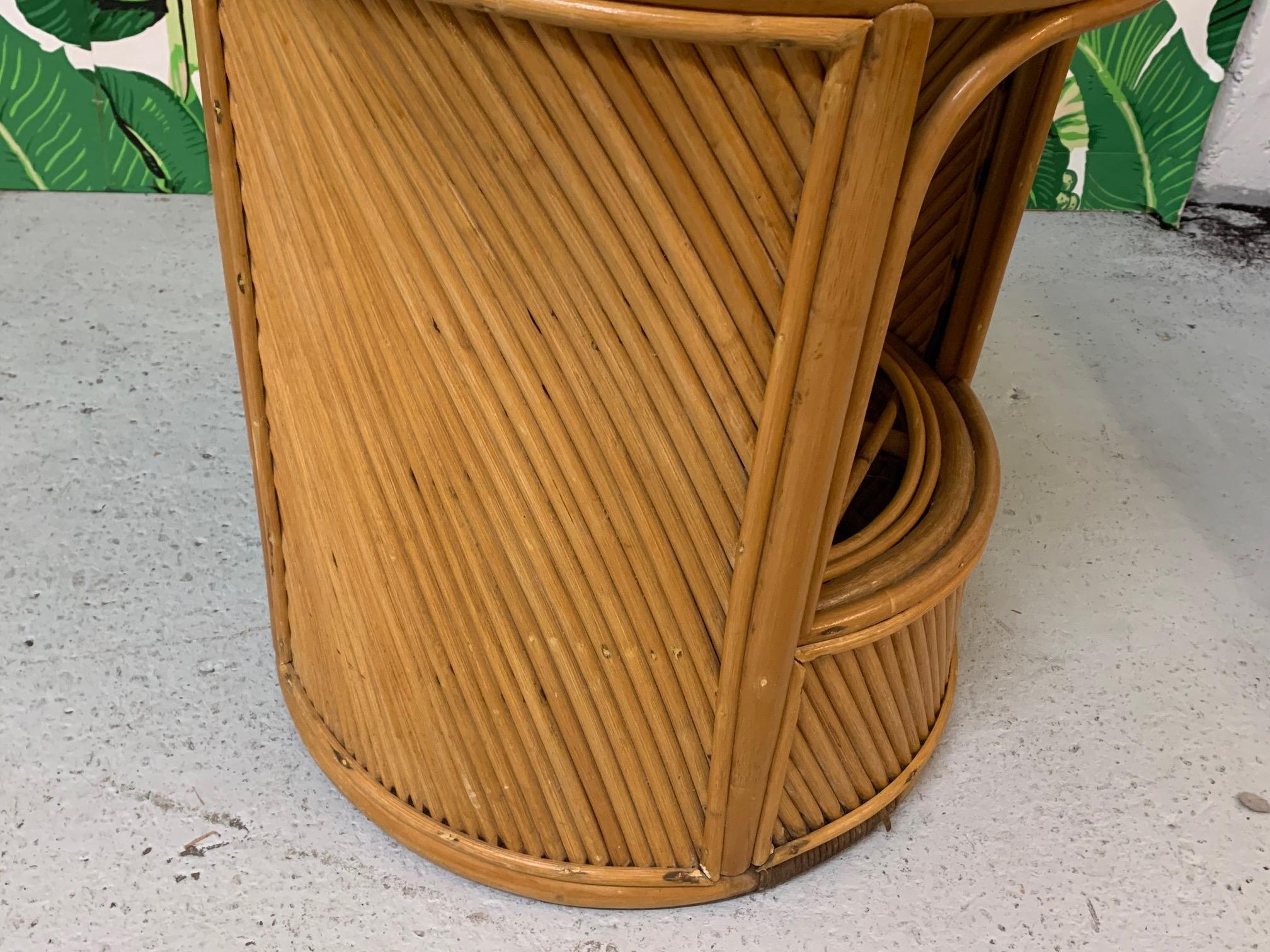 Split Reed Rattan Drum End Table 1