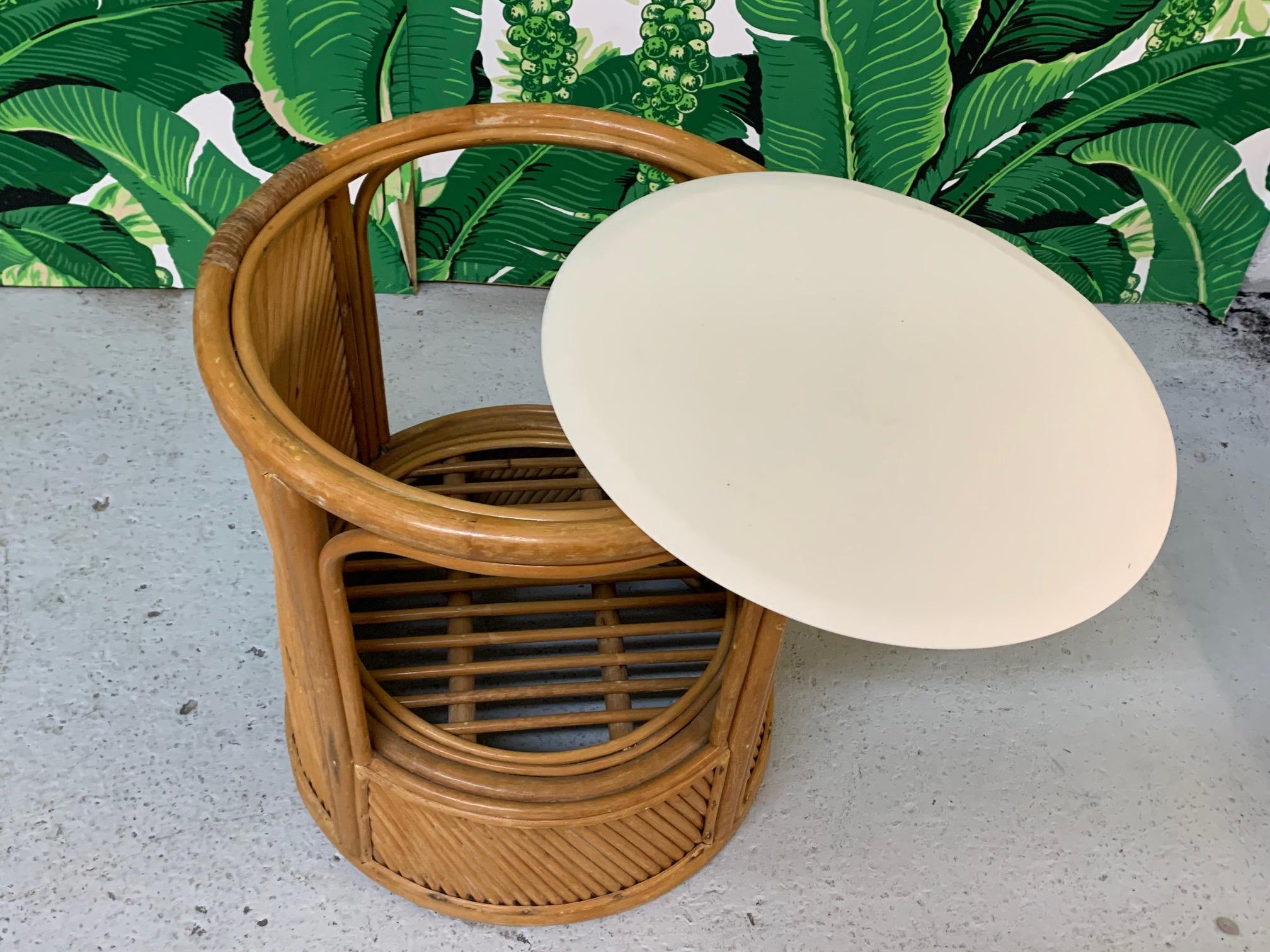 Split Reed Rattan Drum End Table 3