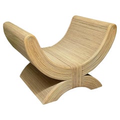 Split Reed Rattan Emperors Chair Attributed to Betty Cobonpue