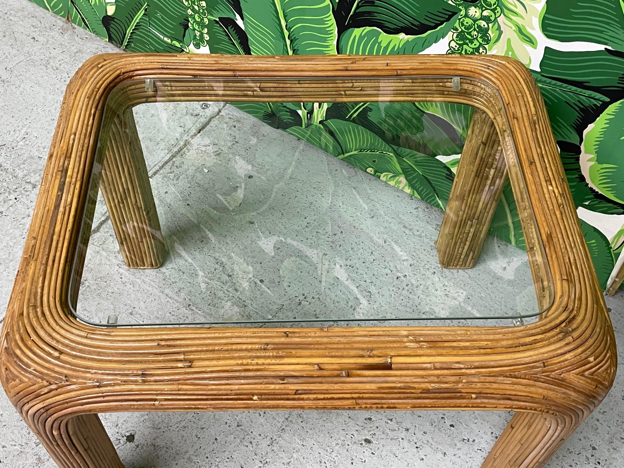 Late 20th Century Split Reed Rattan End/Side Table