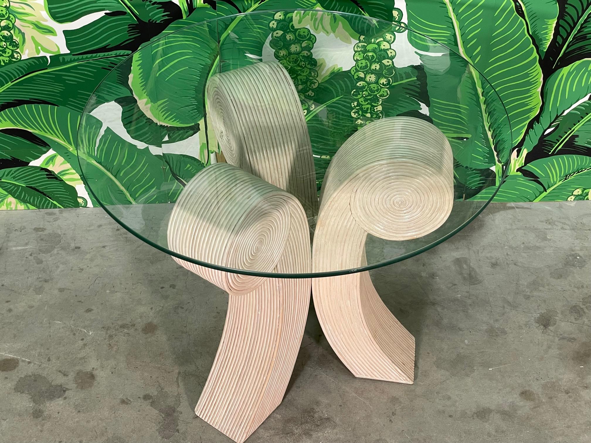 Organic Modern Split Reed Rattan End Table in the Manner of Betty Cobonpue For Sale
