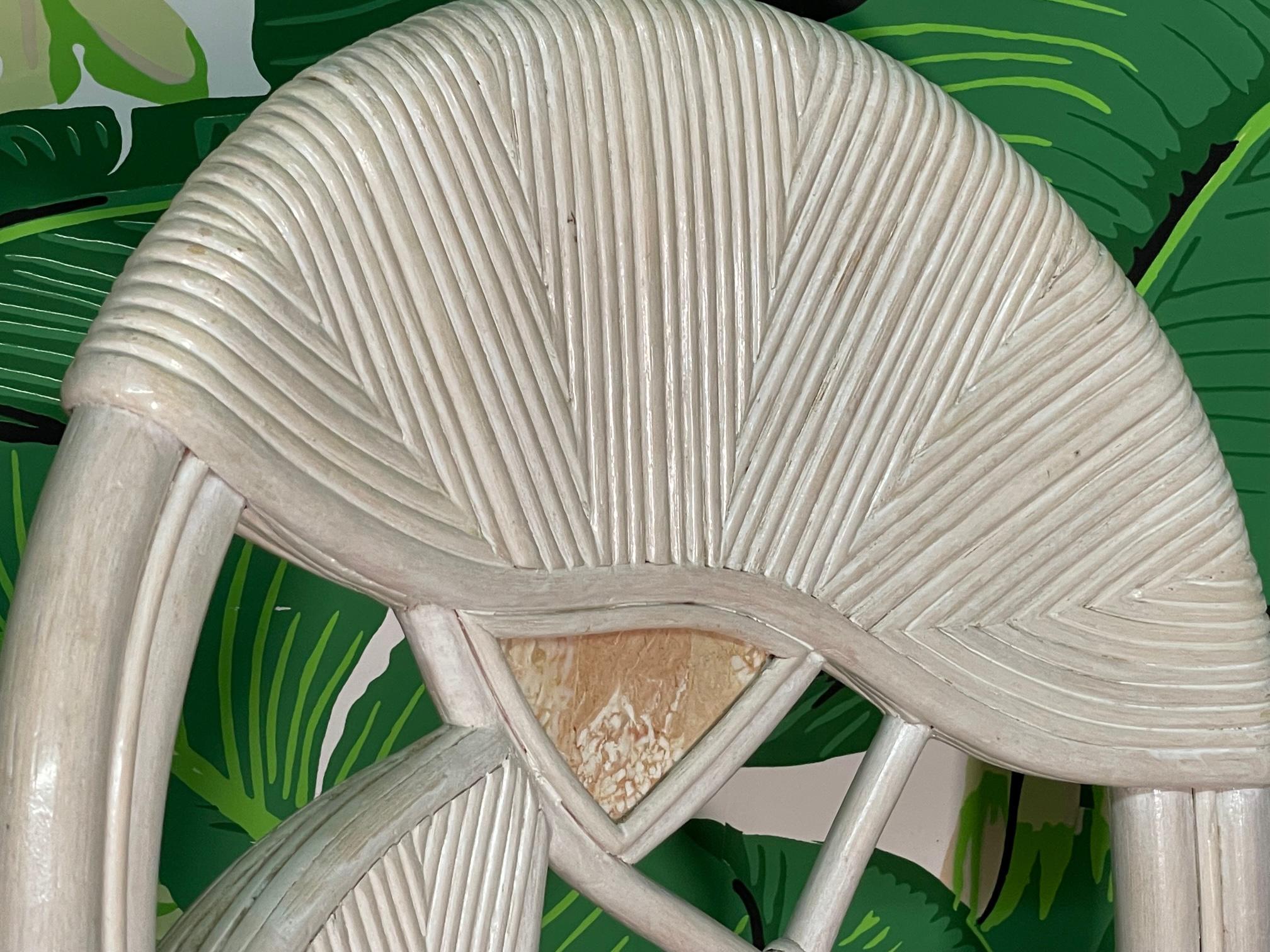Split Reed Rattan Floral Design Dining Chairs For Sale at 1stDibs