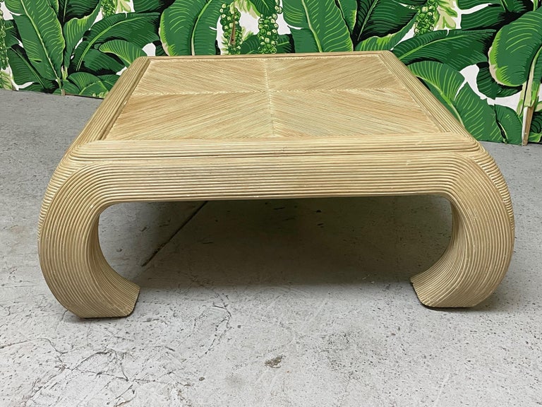 Split Reed Rattan Ming Asian Coffee Table at 1stDibs
