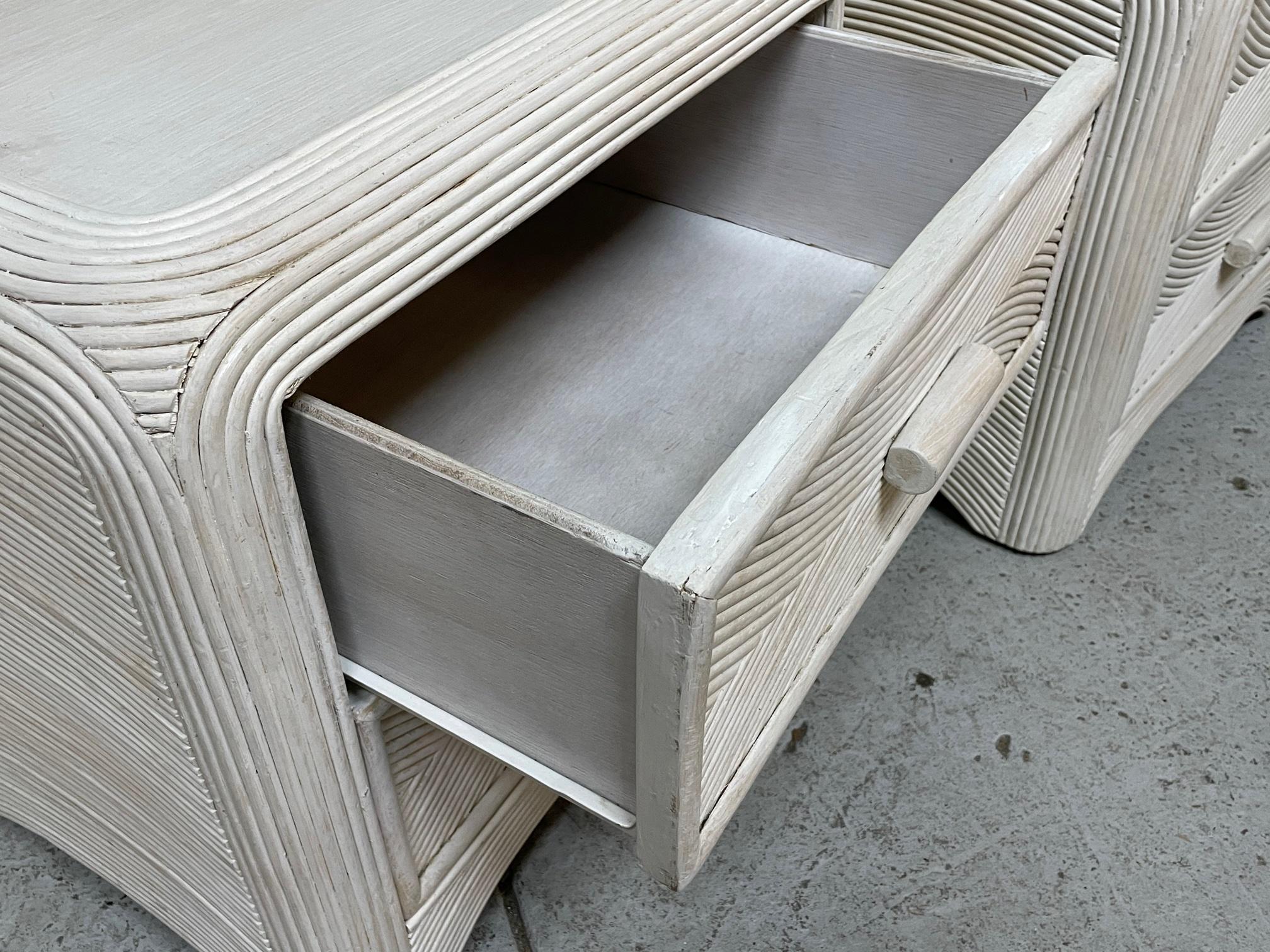 Split Reed Rattan Nightstands, a Pair 1