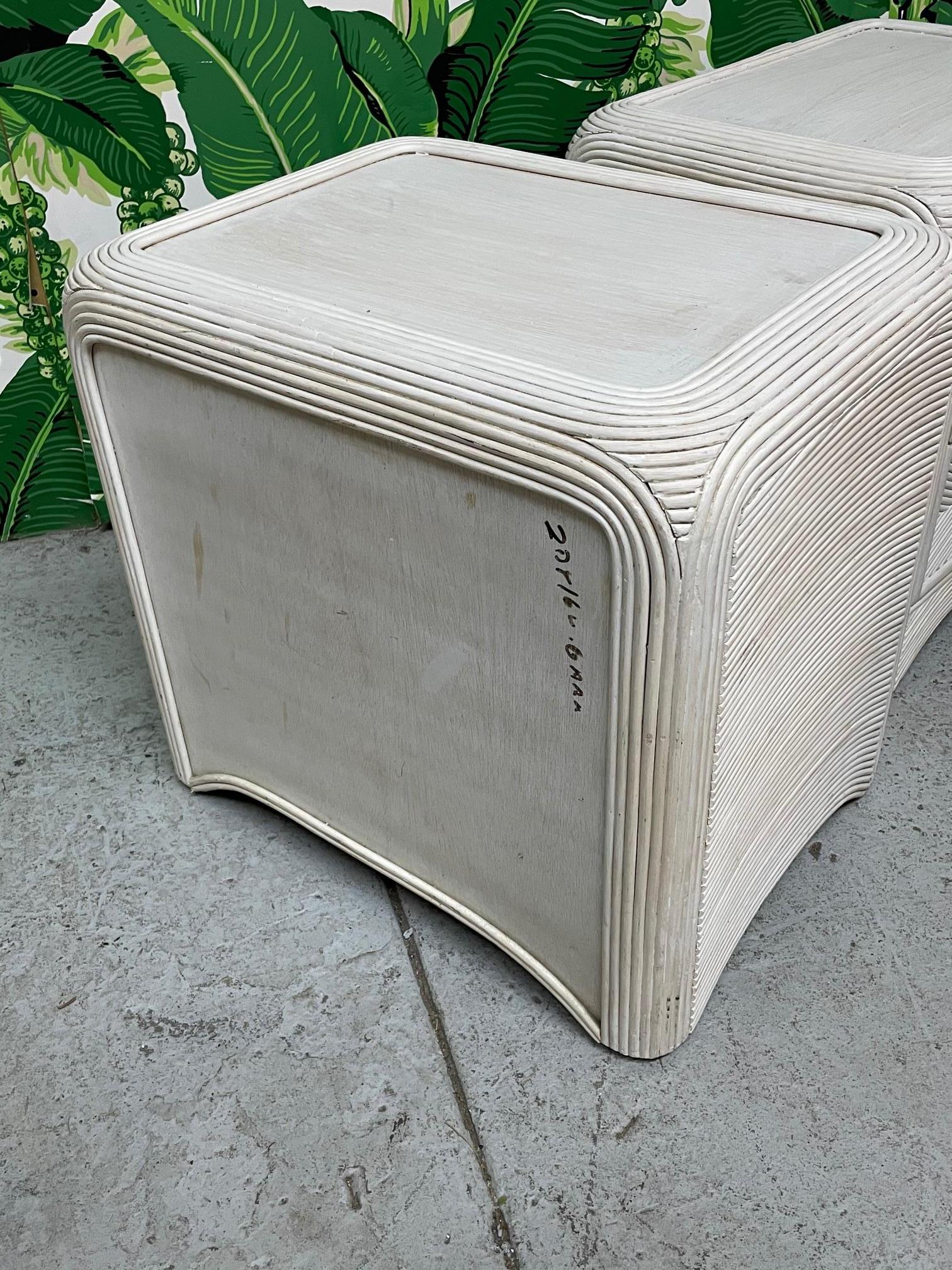 Split Reed Rattan Nightstands, a Pair 2