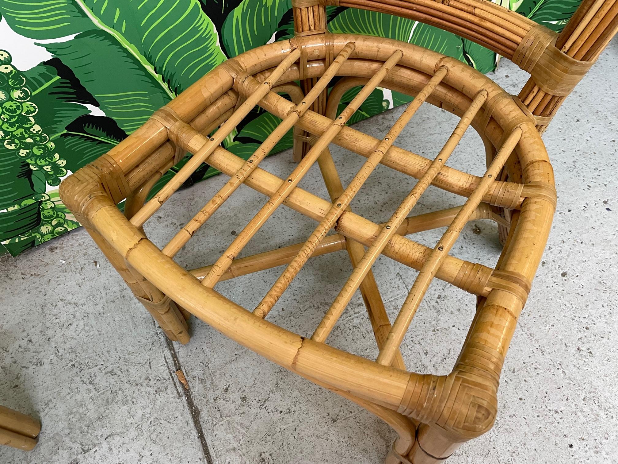 Split Reed Rattan Palm Tree Back Dining Chairs, Set of 6 2