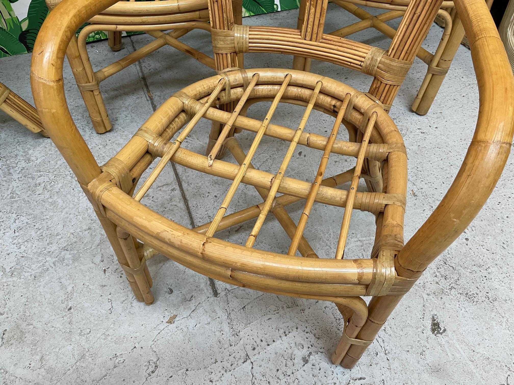 Split Reed Rattan Palm Tree Back Dining Chairs, Set of 6 1