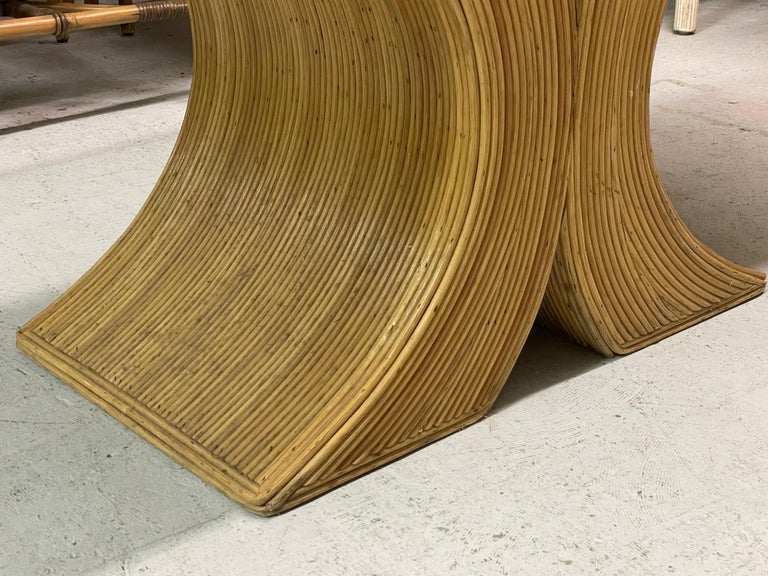 Split Reed Rattan Sculptural X-Form Dining Table at 1stDibs