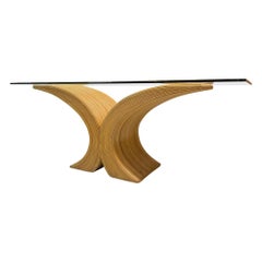 Split Reed Rattan Sculptural X-Form Dining Table