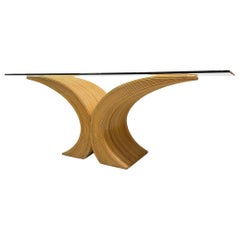 Split Reed Rattan Sculptural X-Form Dining Table