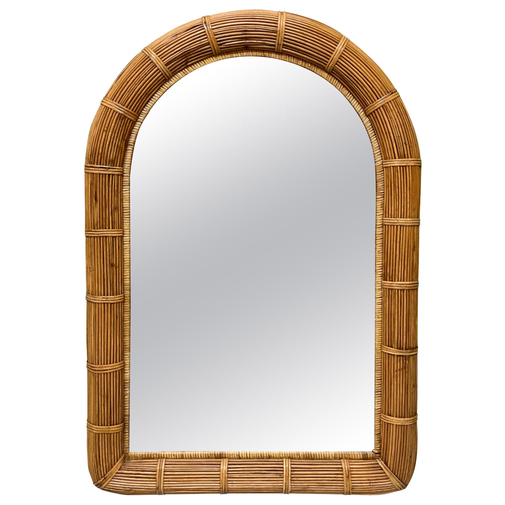 Split Reed Rattan Wall Mirror at 1stDibs