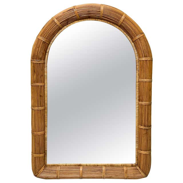 Split Reed Rattan Wall Mirror at 1stDibs