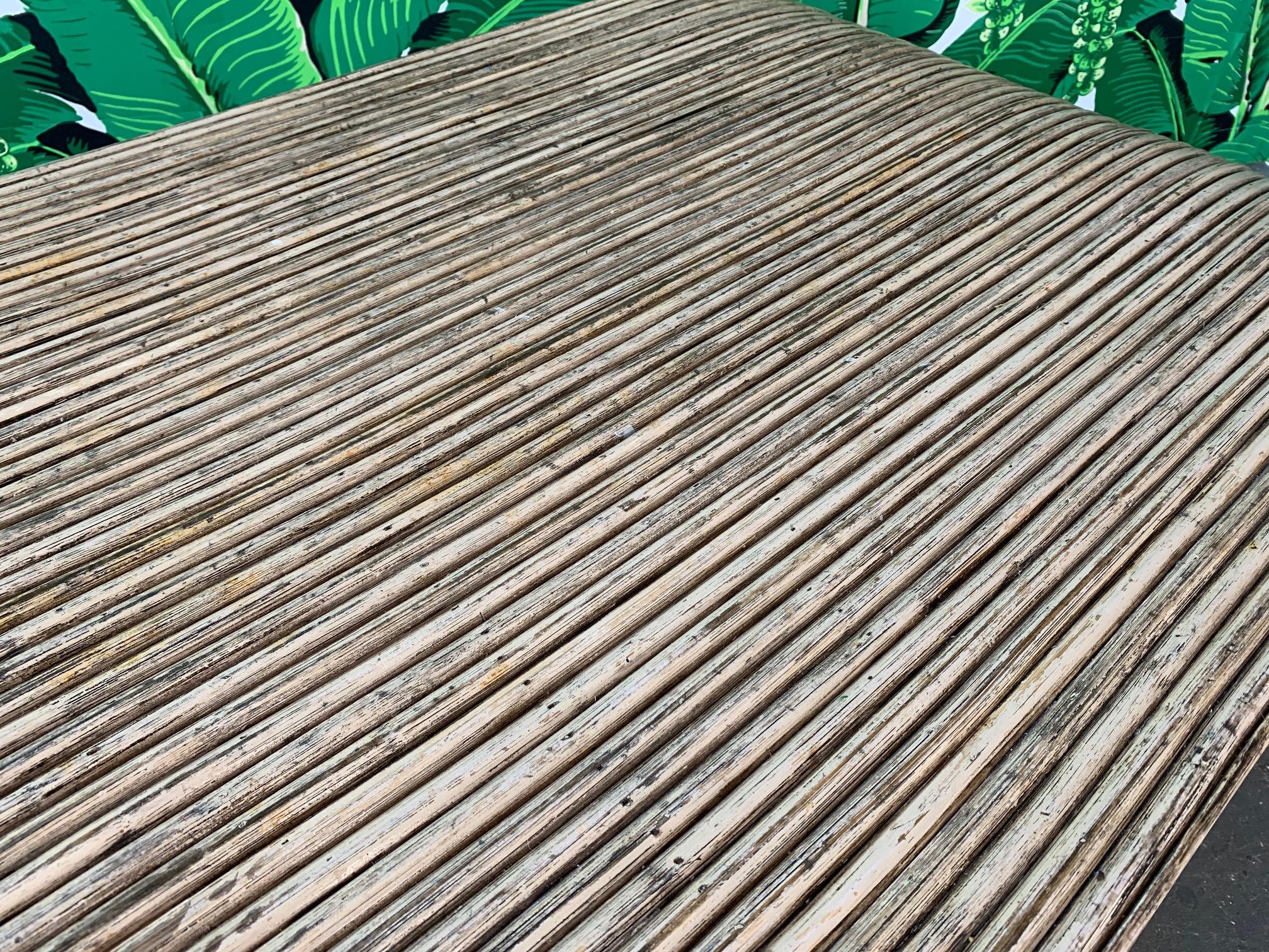 Split Reed Rattan Wrapped Scroll Coffee Table In Good Condition In Jacksonville, FL