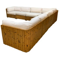 Split Reed Rattan Wrapped Sectional Sofa