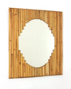 Split Reed Rectangular Mirror Framing Oval Glass